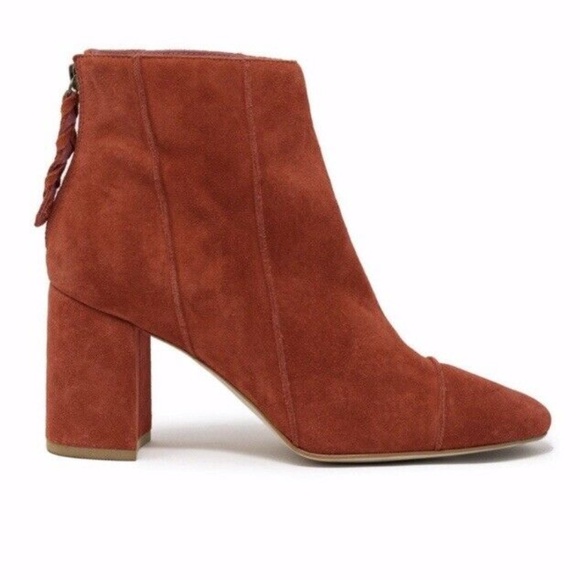 Able Local + Global Perez Suede Mod Retro Chunky Heel Zip Back Booties Boots - Picture 2 of 10